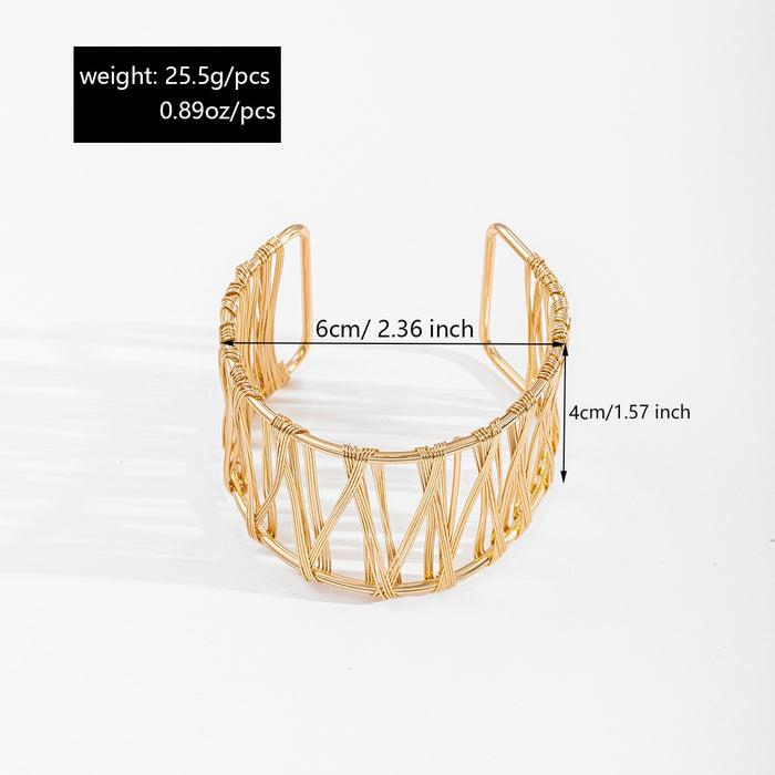 Wholesale Fully managed jewelry with personalized design, wire braided bracelet, exaggerated opening, irregular bracelet