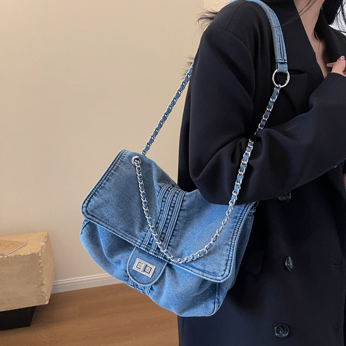 Wholesale Denim Large Capacity Chain Shoulder Bag JDC-SD-ZuoDu001