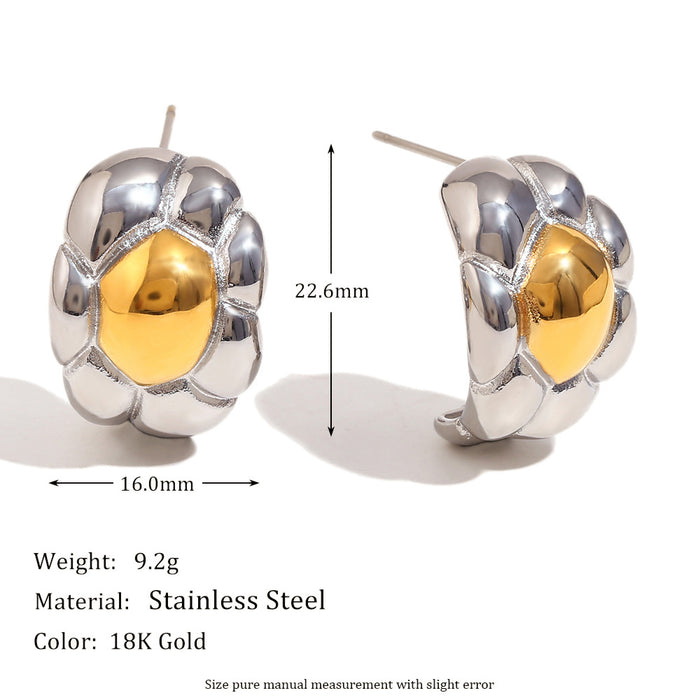 Wholesale Design Gold Earrings Stainless Steel Plated 18K Gold Double Color Mouth Christmas Tree Earrings for Women