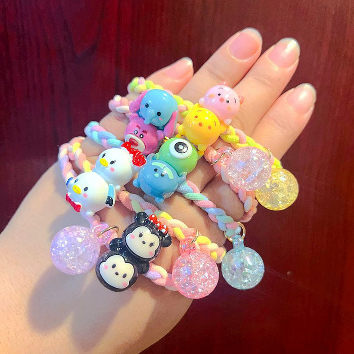 Wholesale 10PCS Children's Cartoon Luminous Bear Woven Hanging Beads Plastic Hair Rope JDC-HS-Yuwei002