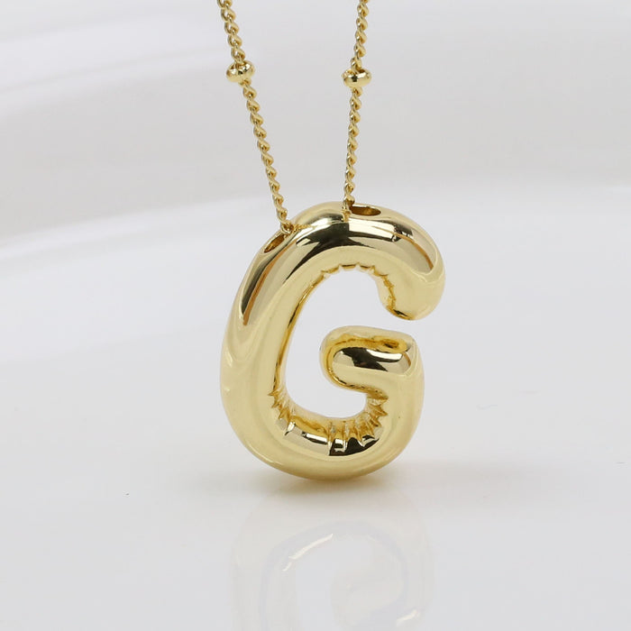 Wholesale 2PCS 18k Brass Glossy Balloon 26 English Letter Necklace JDC-NE-BaiYi006