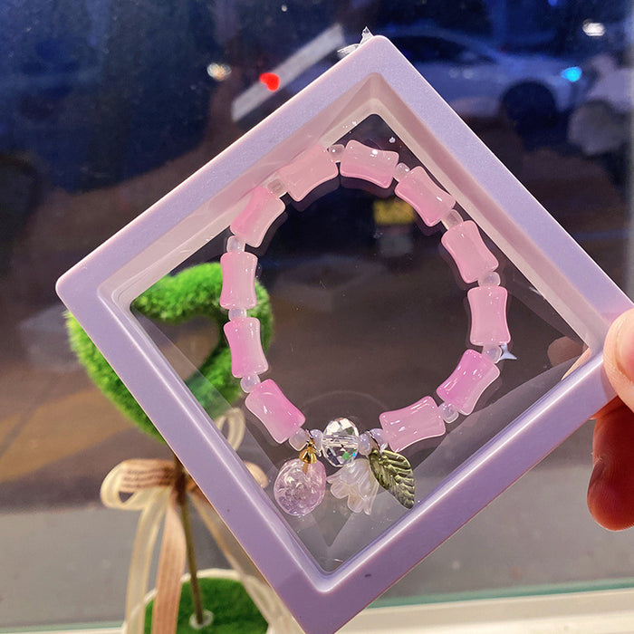 Wholesale Chic Flower Strawberry Bamboo Bracelet - Glass Colored Glaze Jewelry MOQ≥2