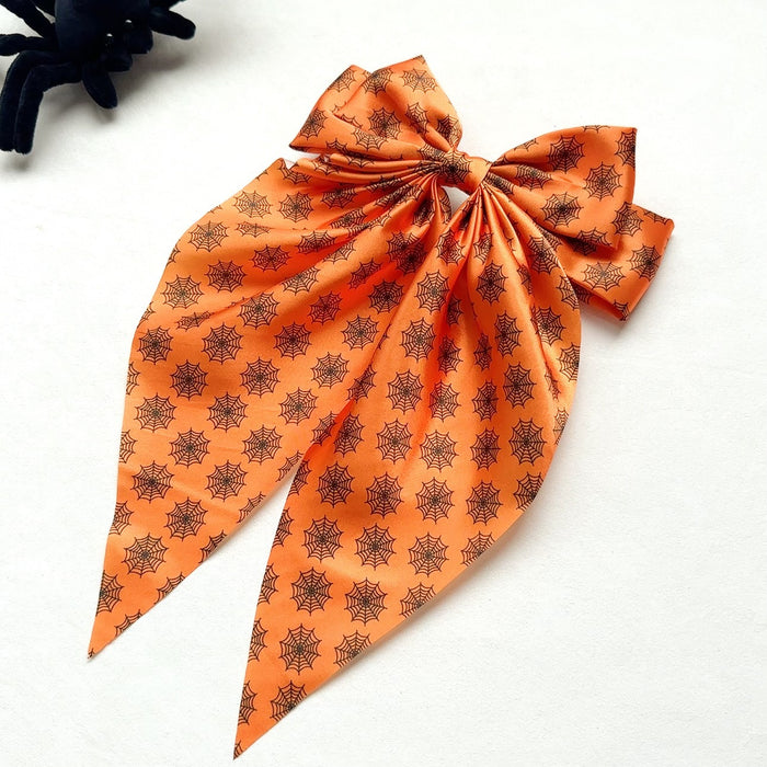 Wholesale  Hair Accessories Ghost  Web Streamer Spring Clip Pumpkin Hair Clip Fabric Print Clip Party Dress up