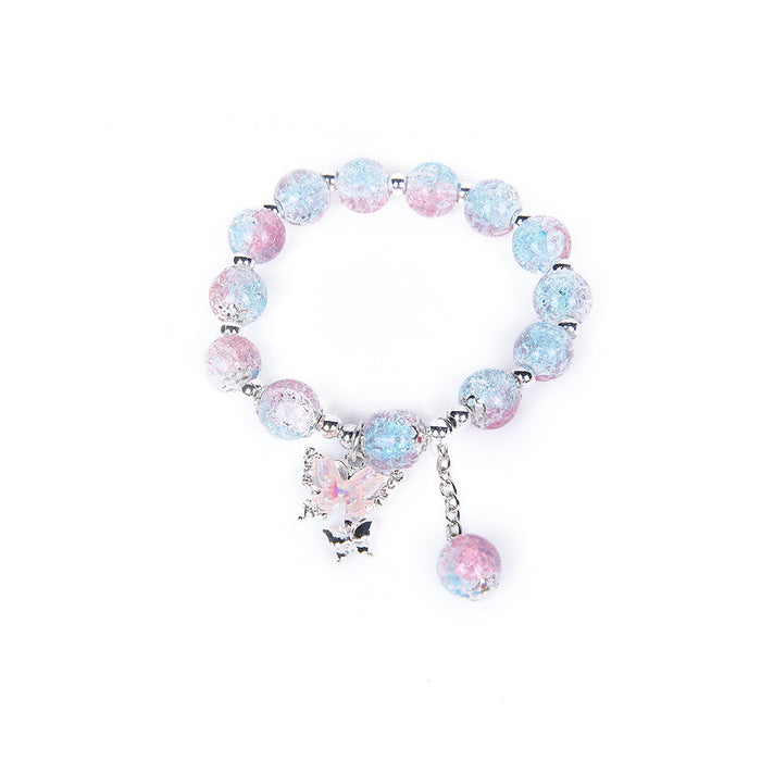 Wholesale New floral butterfly bead bracelet with niche design, crystal bracelet with trendy and versatile colorful accessories