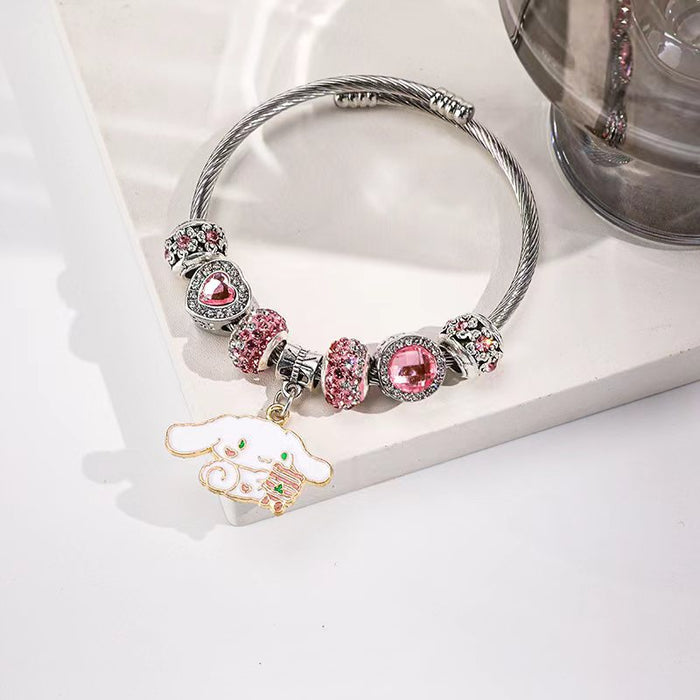 Wholesale Cartoon Large Hole Crystal Beaded Alloy Bracelet JDC-BT-JiYan001