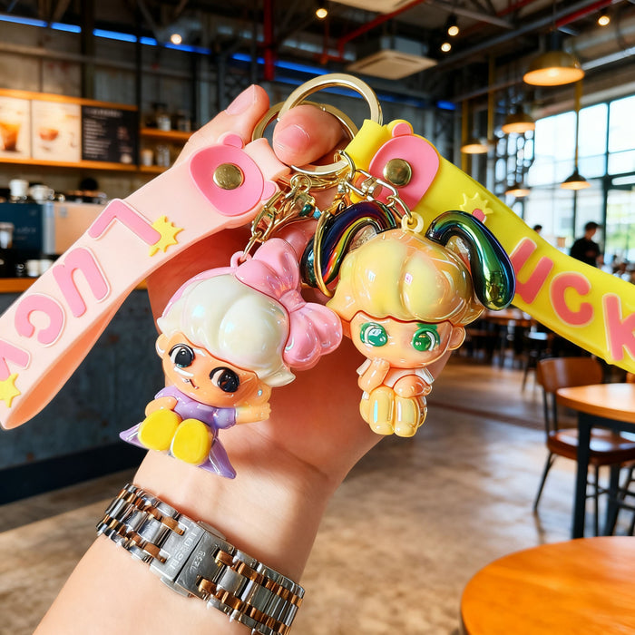 Wholesale Cute electroplated cartoon colorful keychains for couples
