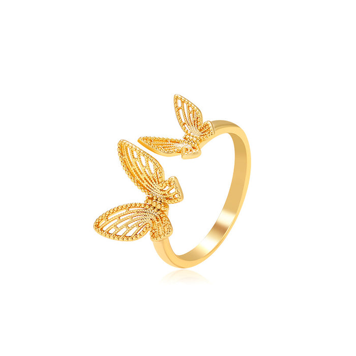 Wholesale Alloy Gold Plated Lace Butterfly Ring Women JDC-RS-XP004