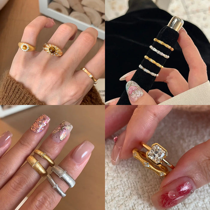 Wholesale Matte Metal and Zircon Ring