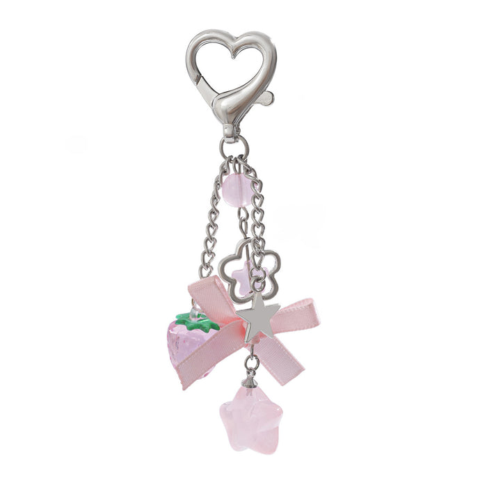 Wholesale Jewelry bow keychain pentagram alloy glass bead pendant