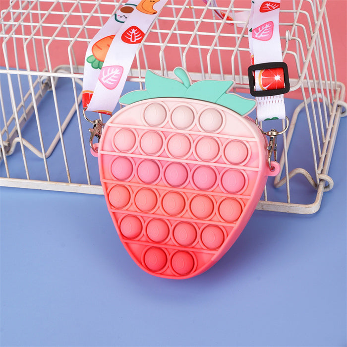 Wholesale Cute Silicone Crossbody Wallet for Girls Red Strawberry Bow Design