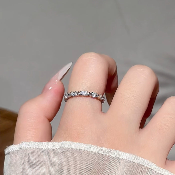 Wholesale Zircon ring simple, niche, light luxury ring with adjustable opening for index finger ring