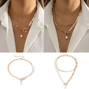 Wholesale Necklaces Aluminum Faux Pearl Single Woven Wrap JDC-NE-XueR002