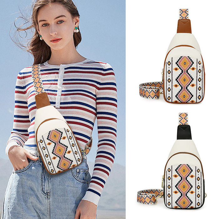 Wholesale PU Large Capacity Bohemian Checkered Crossbody Bag JDC-SD-longl004