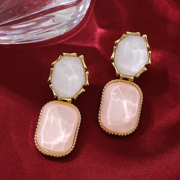 Wholesale Contrast color water ripple irregular square earrings