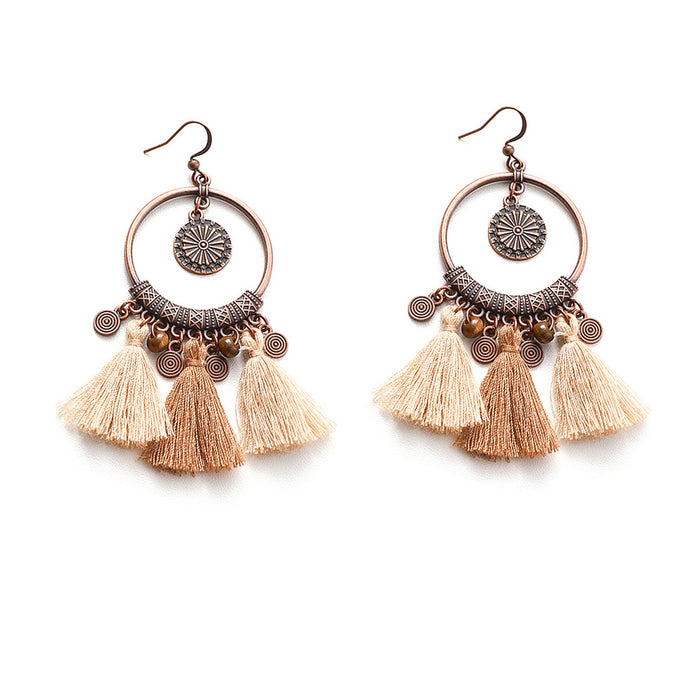 Wholesale Zinc Alloy Bohemian Tassel Earrings - Trendy Fashion Jewelry