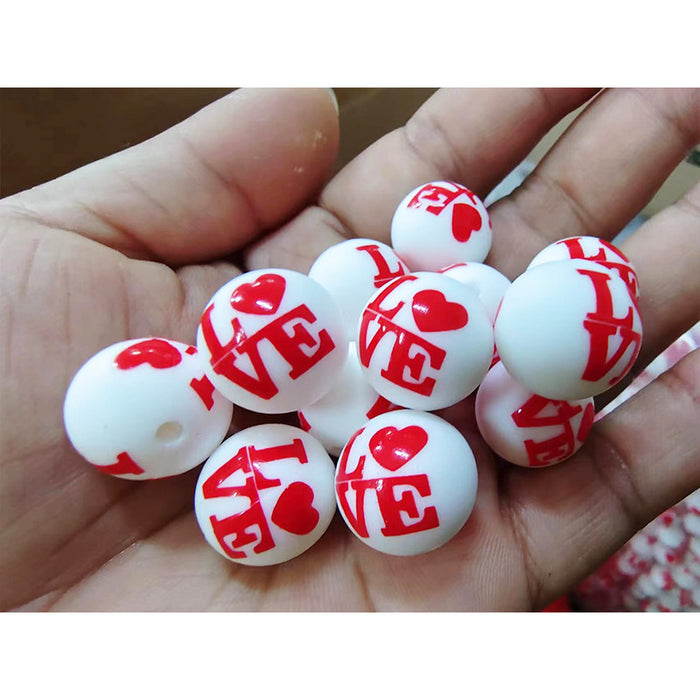 Wholesale 20pcs15mm Valentine's Day Printed Beads JDC-BDS-HongZhou007