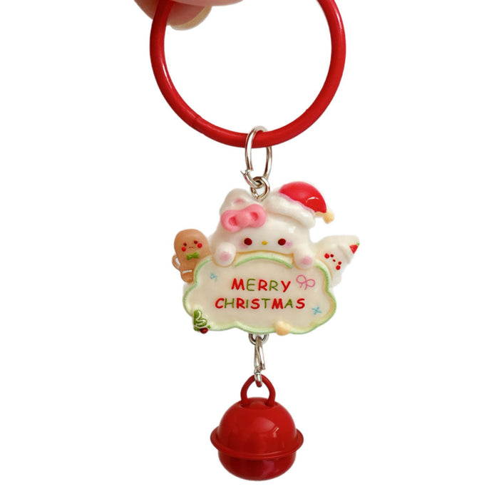 Wholesale Cartoon Cat Christmas Design Resin Keychain Bell Charm Cute Bag Charm Gift