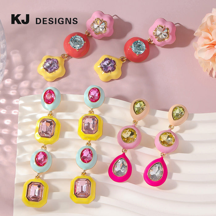 Wholesale Irregular Metal Color Diamond Combination Earrings JDC-ES-KenJie006