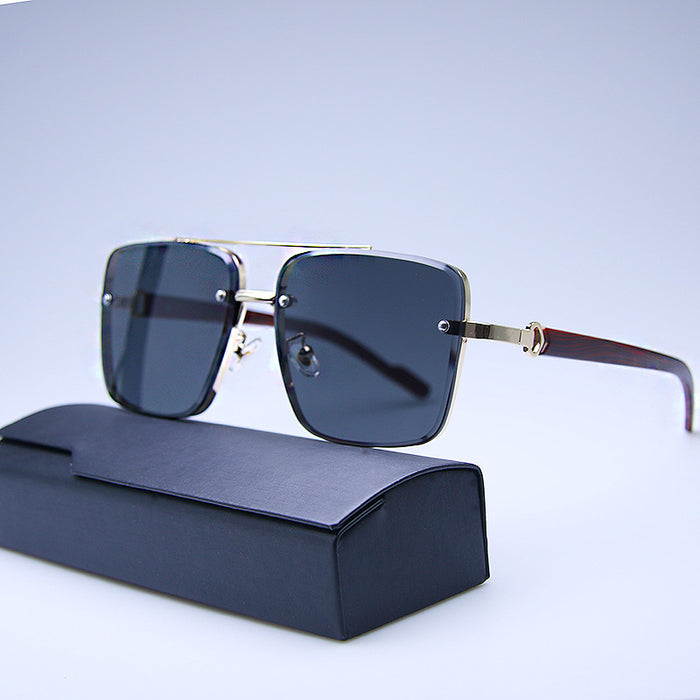 Wholesale Imitation wood grain temple sunglasses, square edged sunglasses