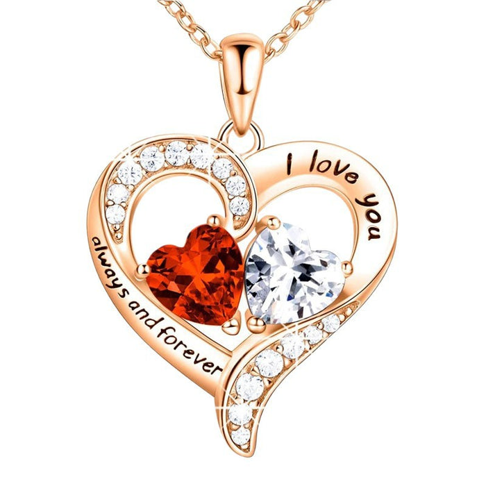 Wholesale Heart-shaped zinc alloy double heart pendant necklaces