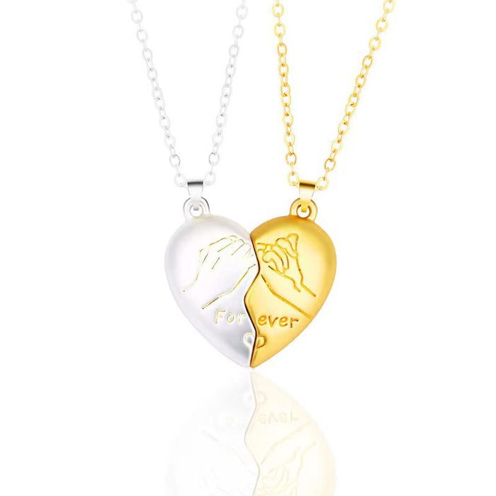 Wholesale Heart shaped couple necklace, creative design, heart inspired necklace, magnetic pendant, collarbone chain