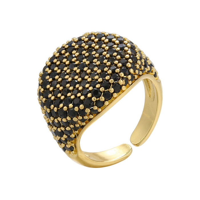 Wholesale Adjustable circular full diamond ring with adjustable opening