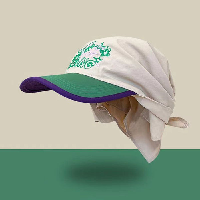 Wholesale Summer casual versatile strap duckbill hat for men, trendy and niche, embroidered letters, contrasting color headscarf hat for women