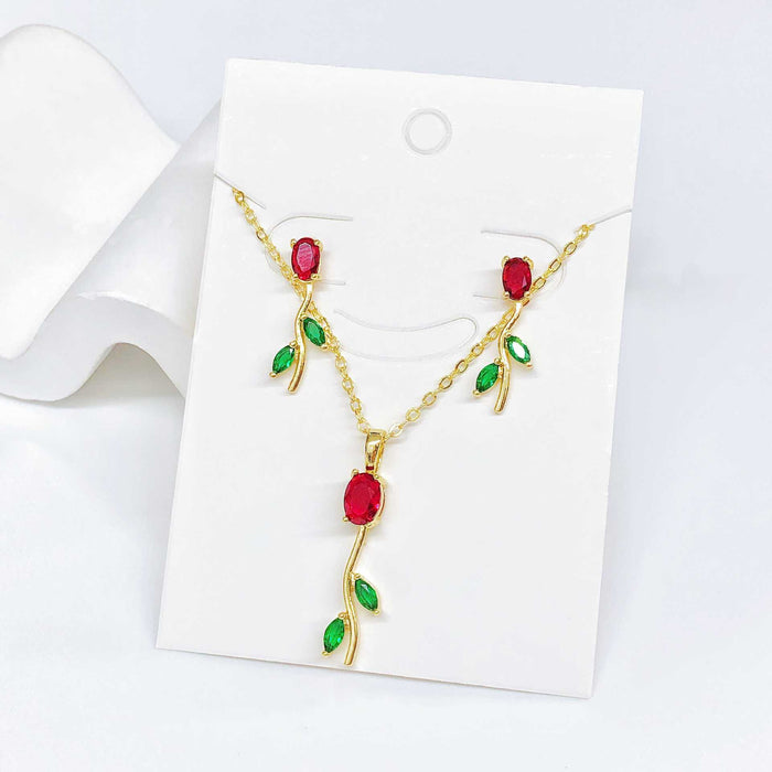 Wholesale Tulip Necklace and Earring Set Clavicle Jewelry