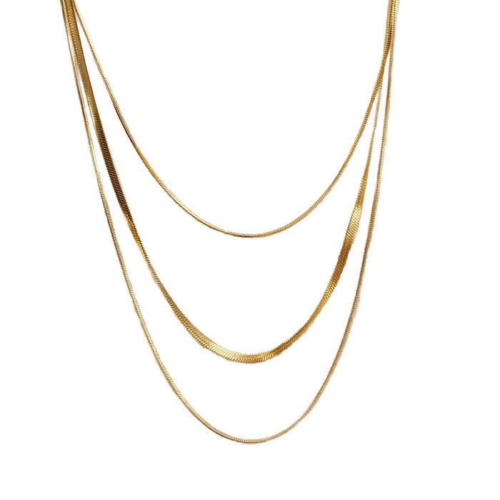 Wholesale 2pcs Simple and stylish  snake chain cross- hop jewelry chain set stainless steel chain necklace