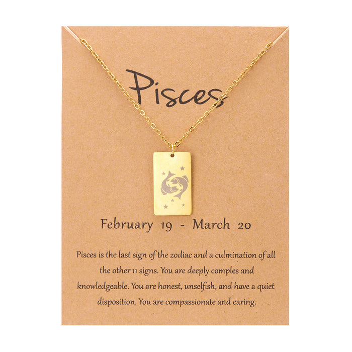 Wholesale Stainless steel constellation necklace square titanium steel non-fading clavicle necklace