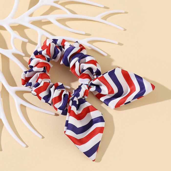 Wholesale 3PCS Printed Striped American Flag Independence Day Large Intestine Fabric Scrunchie JDC-HS-ZheZ001