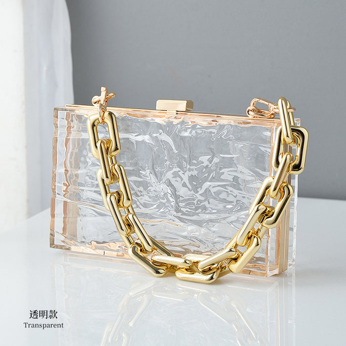 Wholesale New Ice Cracked Acrylic Bags Transparent Trendy Banquet Bags Fashionable and Versatile Hand-held Bags for Women JDC-HB-YX005