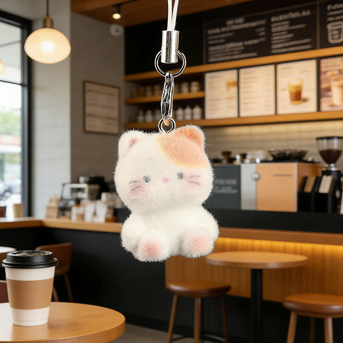Wholesale Flocked cat pendant resin cartoon keychain