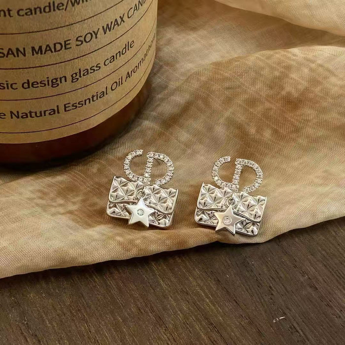 Wholesale Luxury Zircon Letter CD Bag Earrings