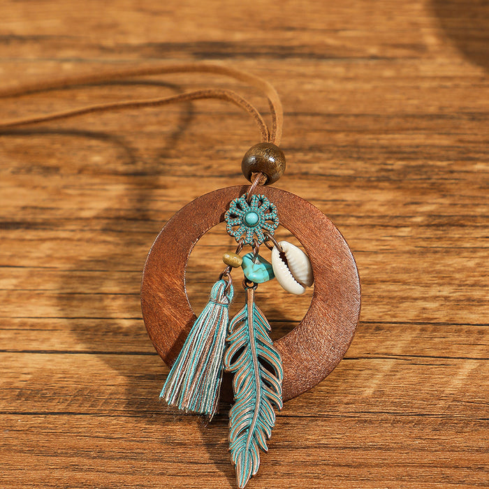 Wholesale Ethnic Literary Retro Tassel Flower Shell Necklace Fashion Accessory Gift MOQ≥2
