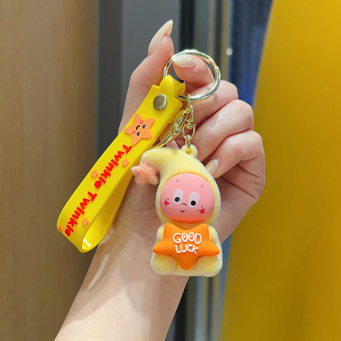 Wholesale PVC Flocked Star Character Keychain Bag Charm Decorative Gift Accessory For Wedding Party