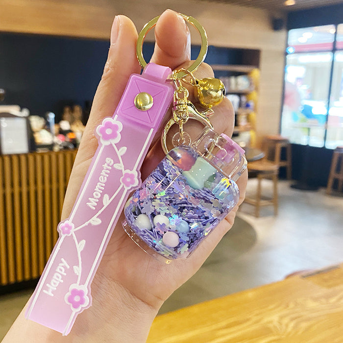 Wholesale Oil-flowing Quicksand Sakura Keychain