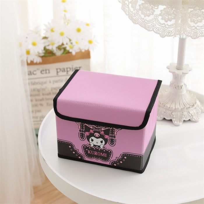 Wholesale Leather Cartoon Desktop Storage Box Foldable Flip Dustproof Cosmetic Case (S) JDC-CS-YC001
