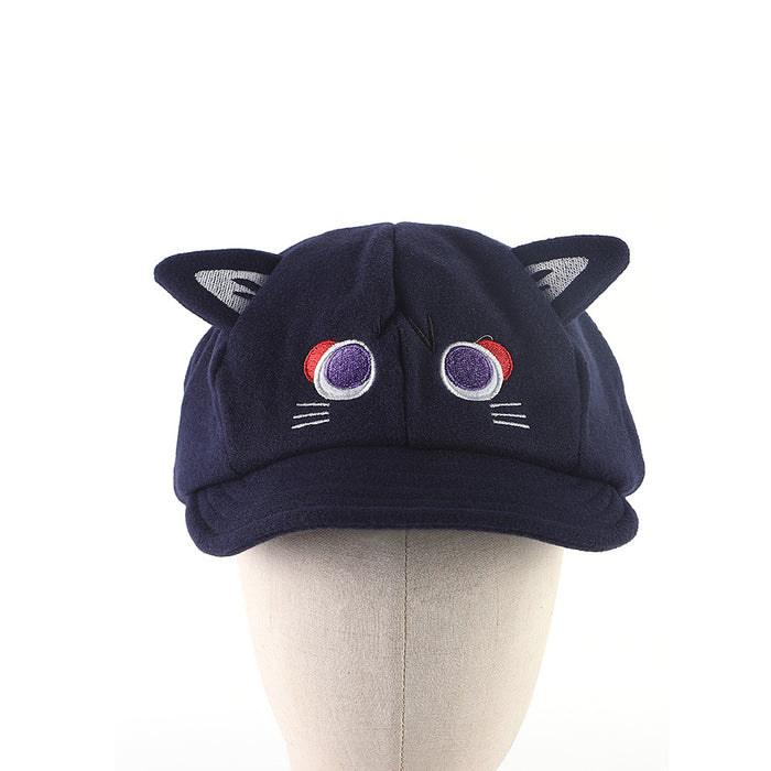 Wholesale Cat Ear Three-Dimensional Hexagon Hat Game Cartoon Beret Sweet Cat Beret