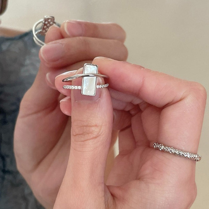 Wholesale Zircon diamond geometric love open ring sweet niche fresh index finger ring fashion high-end jewelry