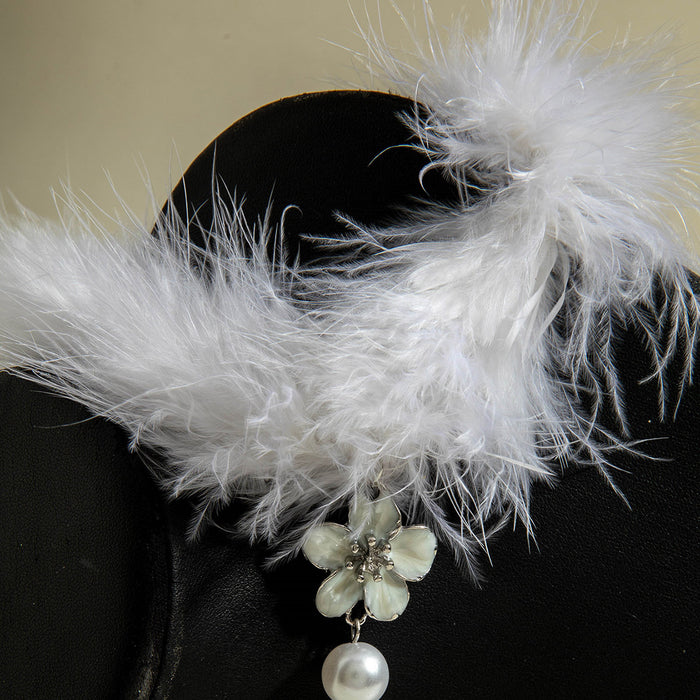 Wholesale Sweet Christmas Pearl Pendant Plush Necklace Stylish Fashion Jewelry MOQ≥2