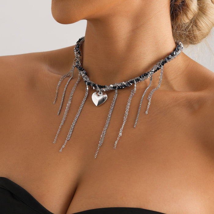 Wholesale Heart Tassel Pendant Necklaces
