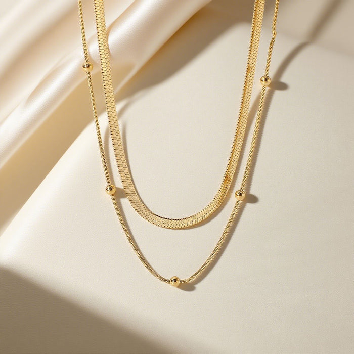Wholesale 2pcs Simple and stylish  snake chain cross- hop jewelry chain set stainless steel chain necklace