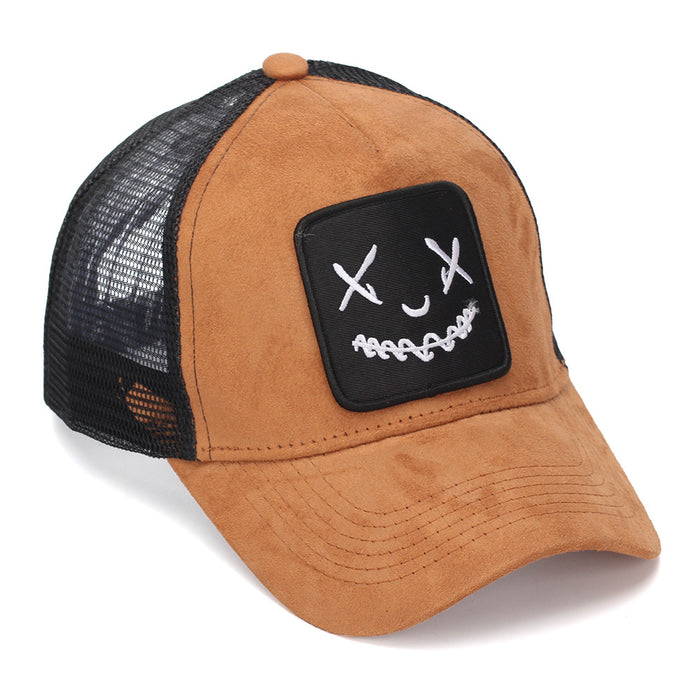 Wholesale Trendy Face Embroidered Mesh Baseball Cap Unisex Sun Hat