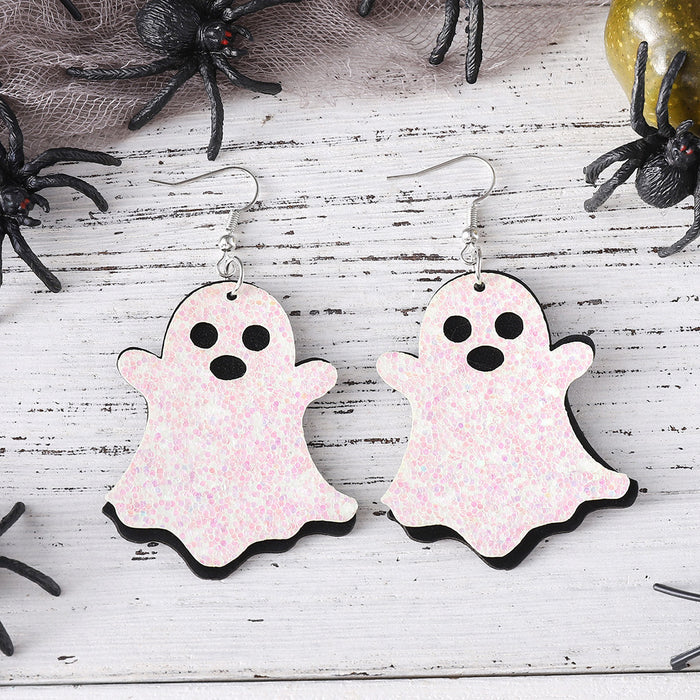 Wholesale  Cute Ghost Sequins Pendant Earrings Multi-layer Gothic Style Double-sided Ear Jewelry