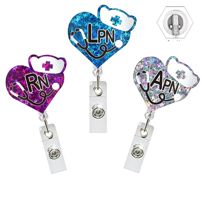 Wholesale Stethoscope Easy-pull Button Love Cross Acrylic Telescopic Keychain JDC-KC-GuXi005