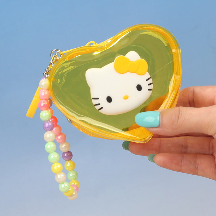 Wholesale Cute Cat Heart Shaped Transparent PVC Coin Purse Stylish Small Wallet