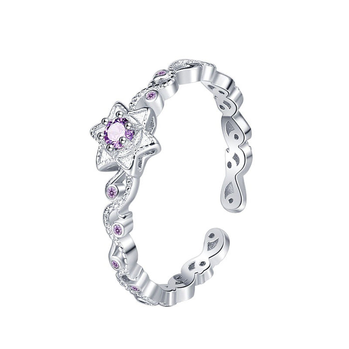 Wholesale Sterling Silver Hexagram Star Diamond Open Ring Irregular Luxury Small Design Finger Ring