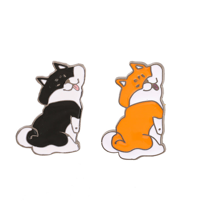 Wholesale Electroplated Metal Shiba Inu Brooch Cute Cartoon Dog Pin For Students Couples Everyday Accessory