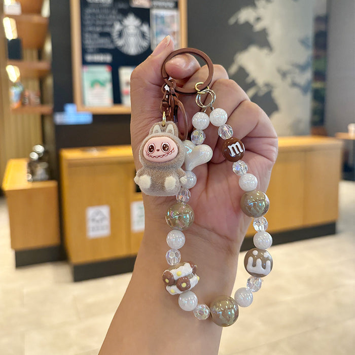 Wholesale Cartoon doll beaded phone charm keychain